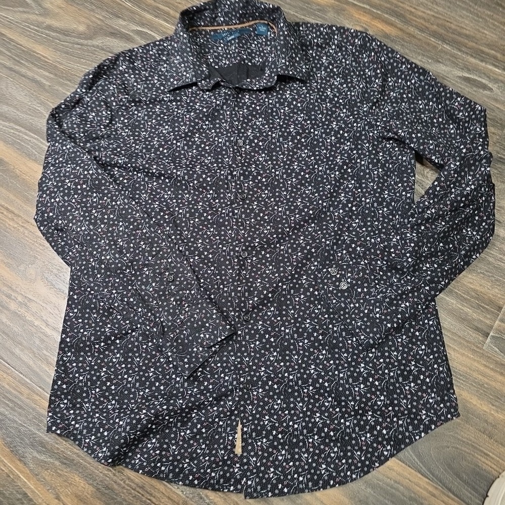 PERRY ELLIS Men's Button Up Rayon Stretch Long Sleeve Shirt Size: XL‎